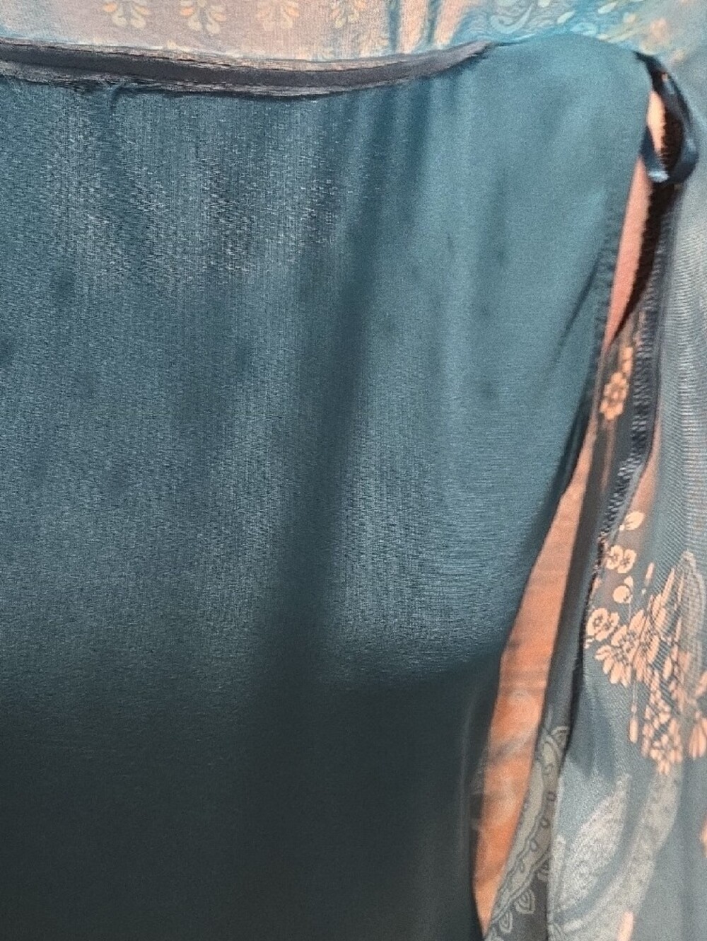 JM Collection Teal Blue Floral Paisley Tunic Top - Picture 7 of 7